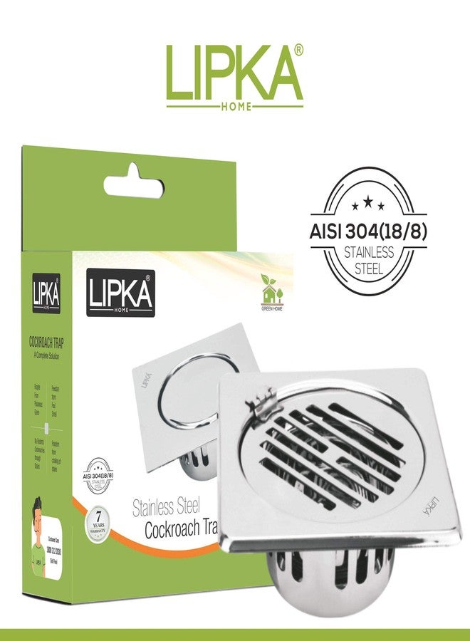 LIPKA Square with Golden Classic Jali & Hinge Floor Drain |304-Grade Stainless Steel |6x6 Inches| with Cockroach Trap/Jali | - Image 3